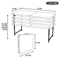 Lifetime Ultra-Resistant Folding Table 122x61x56-91.5 Cm UV100 -Prim Camping Shop lifetime ultra resistant folding table 122x61x56 91.5 cm uv100 7