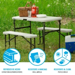 Lifetime Ultra-Resistant Folding Table With 2 Benches Set 106x61x74 Cm UV100 -Prim Camping Shop lifetime ultra resistant folding table with 2 benches set 106x61x74 cm uv100 3